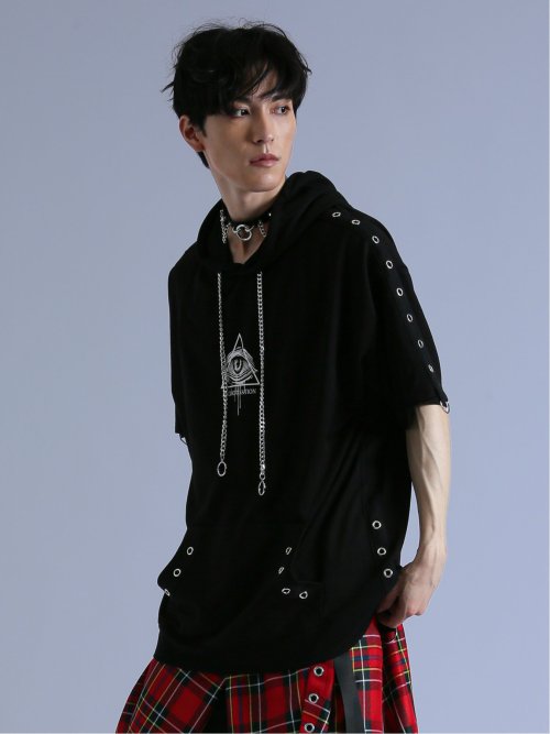 SD×PSYCHONATION ハトメアイコン 半袖BIGプルパーカー