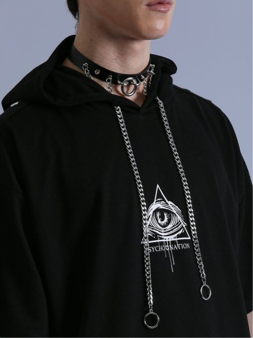 SD×PSYCHONATION ハトメアイコン 半袖BIGプルパーカー