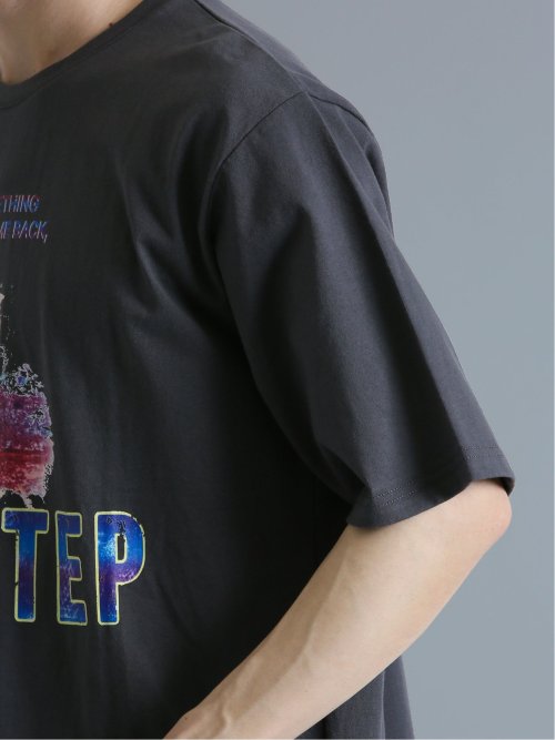 バンド クルーネック半袖ルーズTシャツ