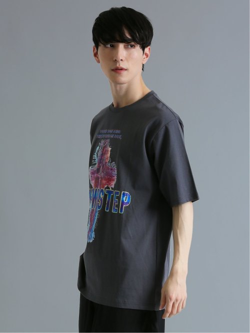 バンド クルーネック半袖ルーズTシャツ