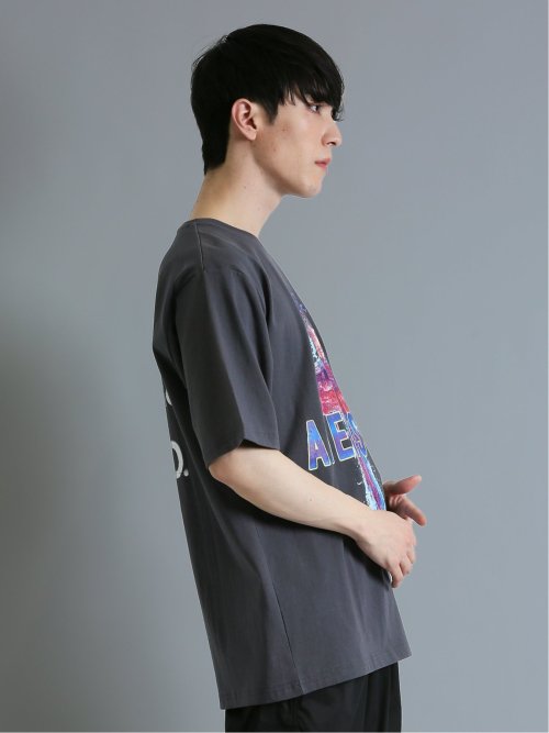 バンド クルーネック半袖ルーズTシャツ