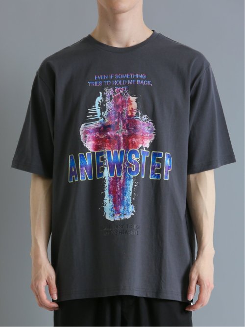 バンド クルーネック半袖ルーズTシャツ