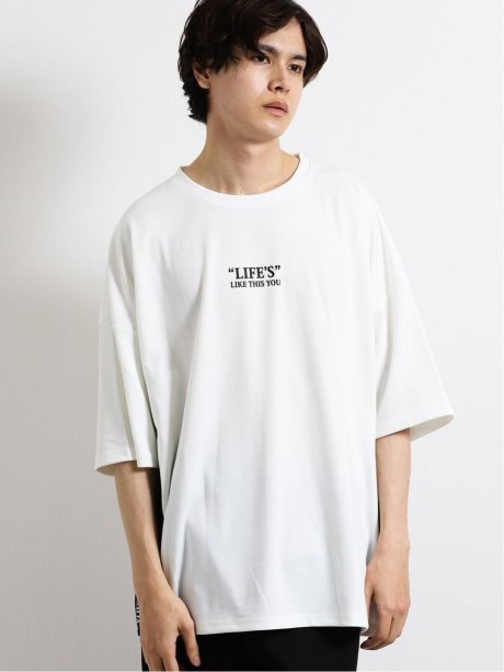 サイド布帛切替 クルーネック半袖bigｔシャツ M 01白 トップス Taka Q Online Shop タカキューオンラインショップ 公式通販
