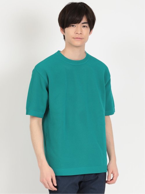 ★新品、タグ付き★ザ シンゾーン マルチカラー クルーネック ニット 半袖 クルーネック半袖ニット&Tシャツ アンサンブル(M 60緑): トップス