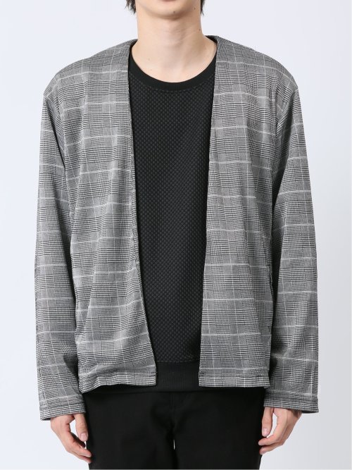 チェック柄 ボタンレスカーディガン