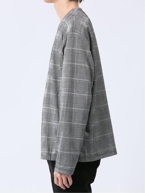 チェック柄 ボタンレスカーディガン