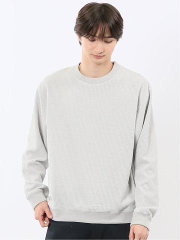 ストレッチ モールジャガード クルーネック長袖Tシャツ