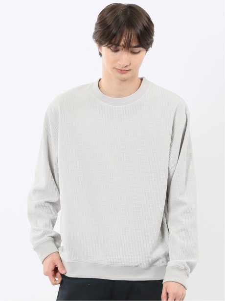 ストレッチ モールジャガード クルーネック長袖Tシャツ