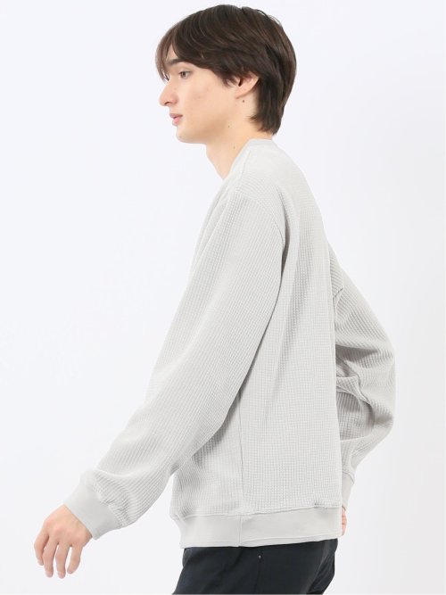 ストレッチ モールジャガード クルーネック長袖Tシャツ