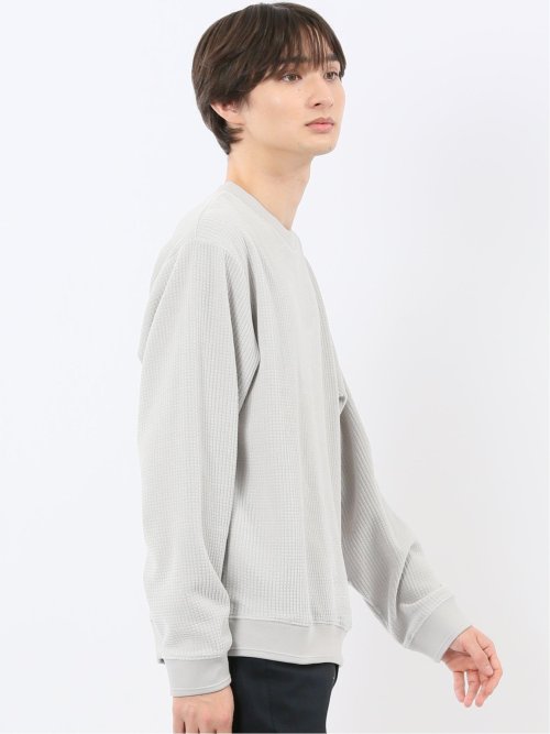 ストレッチ モールジャガード クルーネック長袖Tシャツ