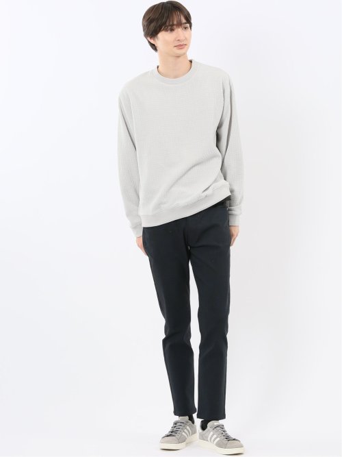 ストレッチ モールジャガード クルーネック長袖Tシャツ