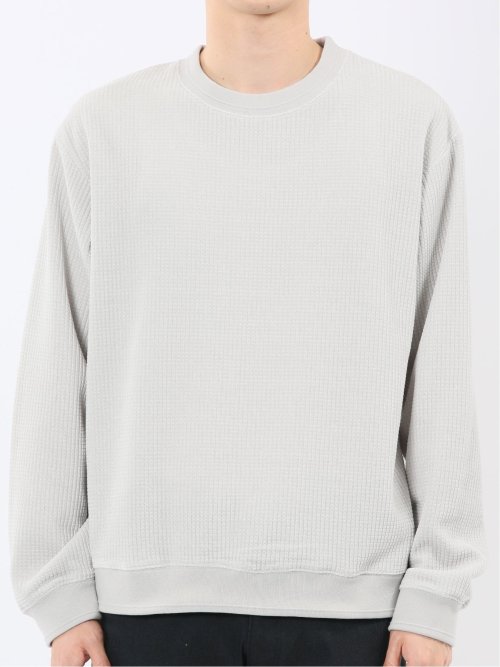 ストレッチ モールジャガード クルーネック長袖Tシャツ