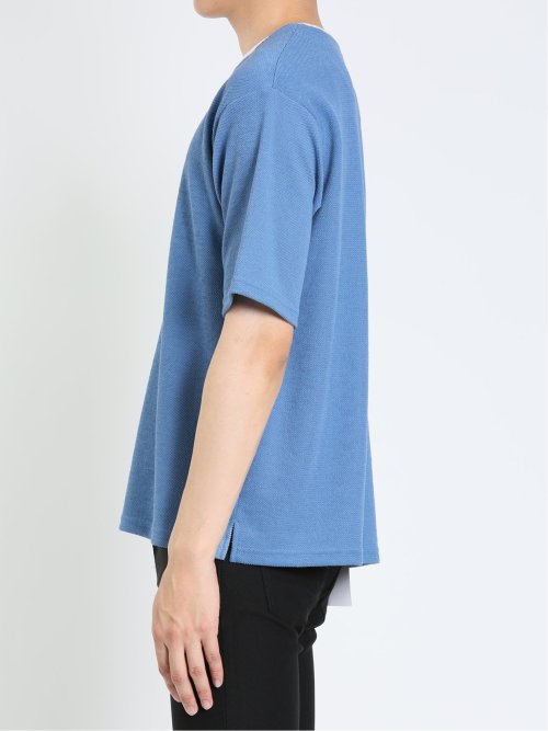 鹿の子 フェイクキーネック半袖Tシャツ