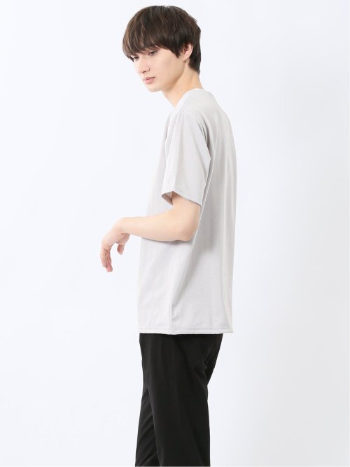 ヘリンボンジャガード キーネック半袖Tシャツ