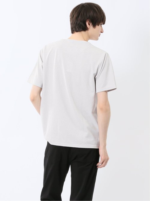 ヘリンボンジャガード キーネック半袖Tシャツ