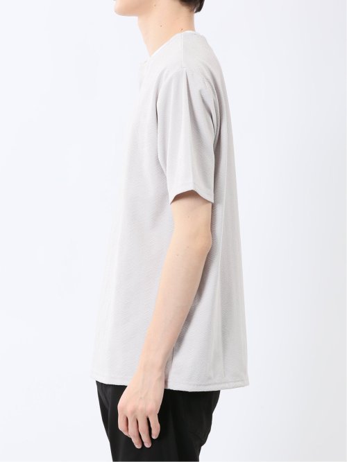 ヘリンボンジャガード キーネック半袖Tシャツ