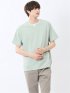ヘリンボンジャガード キーネック半袖Tシャツ