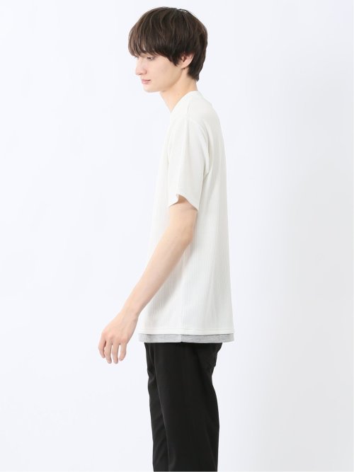 ストライプジャガード クルーネック半袖Tシャツ