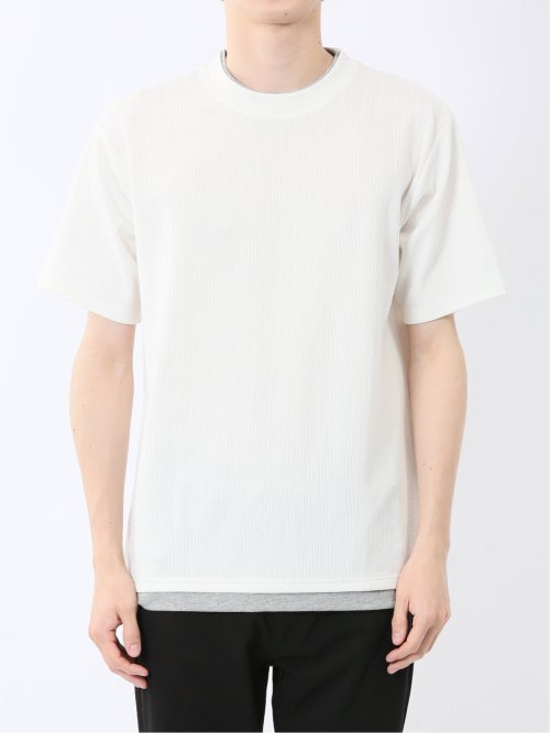 ストライプジャガード クルーネック半袖Tシャツ