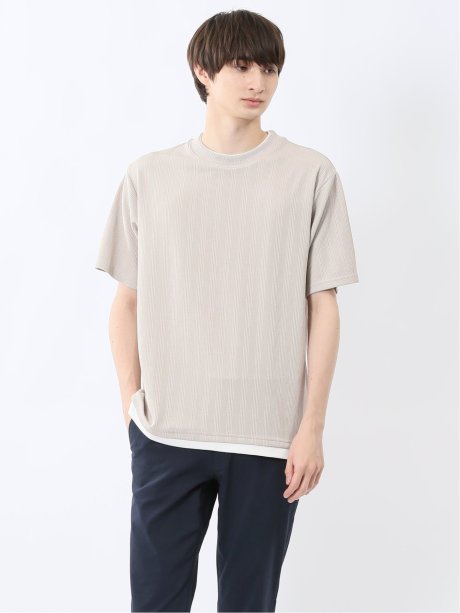 ストライプジャガード クルーネック半袖Tシャツ