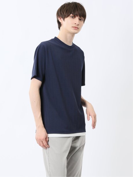 ストライプジャガード クルーネック半袖Tシャツ