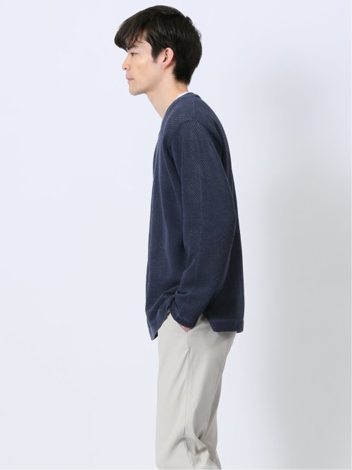 透かし編みクルーニット&長袖Tシャツ アンサンブル