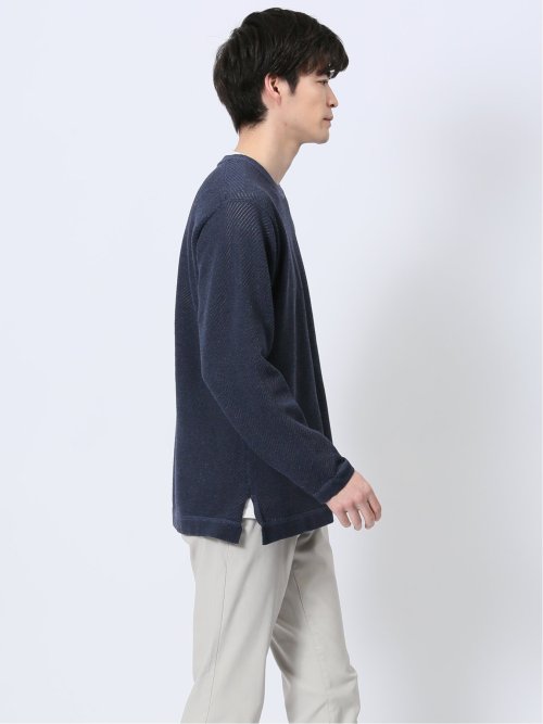 透かし編みクルーニット&長袖Tシャツ アンサンブル