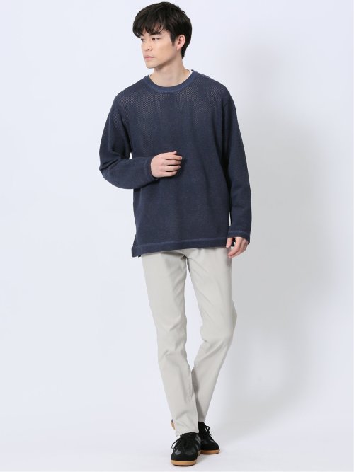 透かし編みクルーニット&長袖Tシャツ アンサンブル