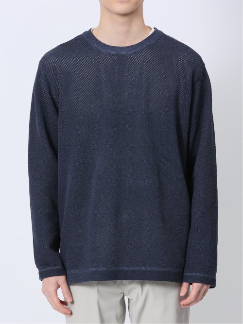 透かし編みクルーニット&長袖Tシャツ アンサンブル