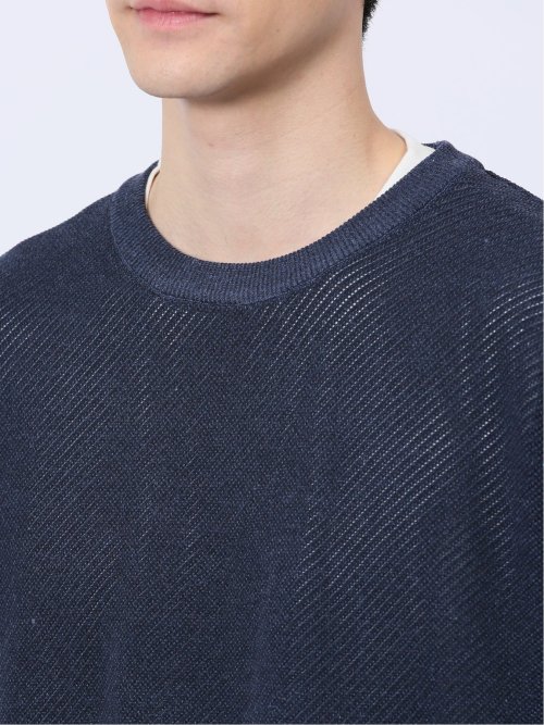 透かし編みクルーニット&長袖Tシャツ アンサンブル