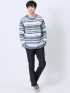 透かし編みクルーニット&長袖Tシャツ アンサンブル