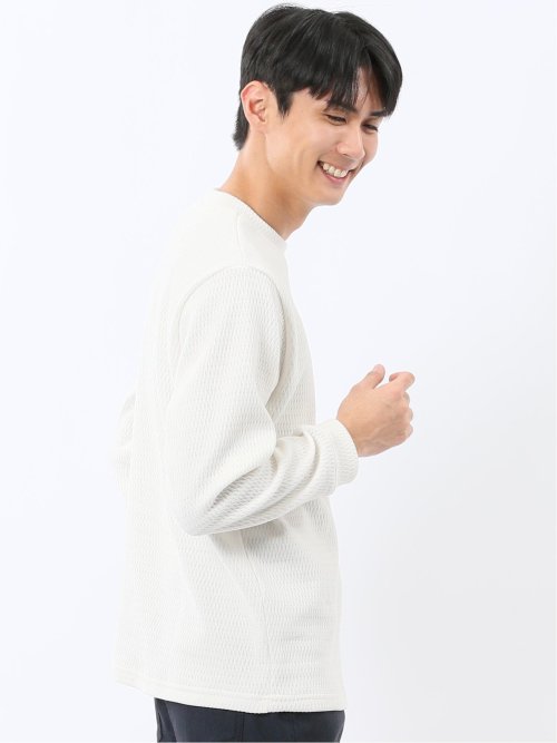 ストレッチ モールジャガード クルーネック長袖Tシャツ