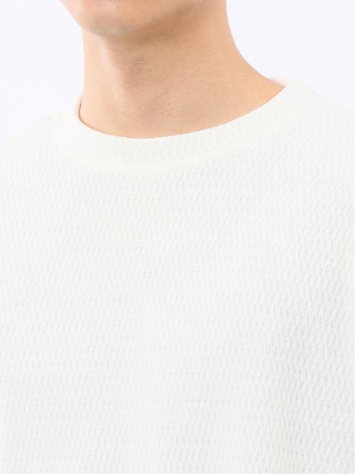 ストレッチ モールジャガード クルーネック長袖Tシャツ