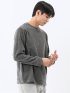 ストレッチ モールジャガード クルーネック長袖Tシャツ