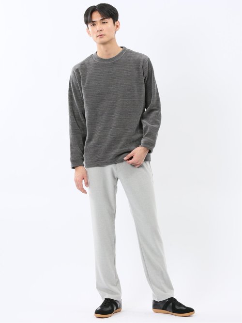 ストレッチ モールジャガード クルーネック長袖Tシャツ