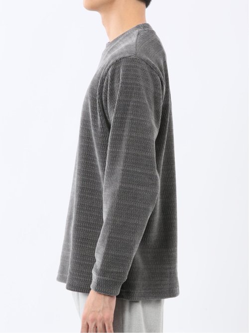 ストレッチ モールジャガード クルーネック長袖Tシャツ