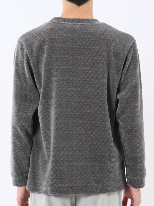 ストレッチ モールジャガード クルーネック長袖Tシャツ