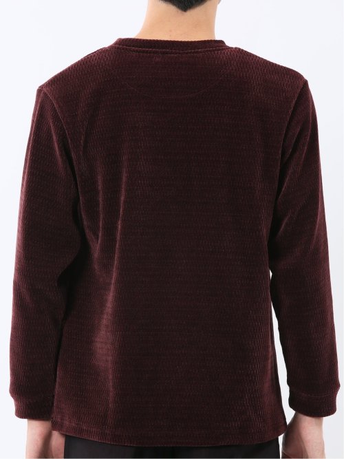 ストレッチ モールジャガード クルーネック長袖Tシャツ