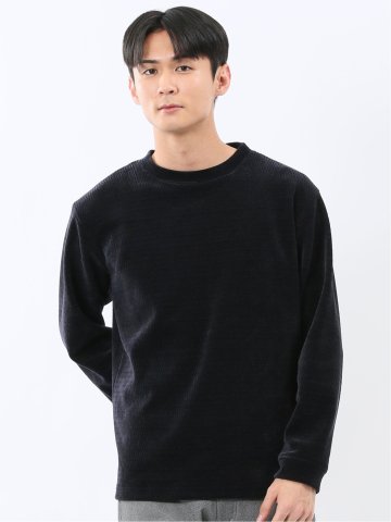 ストレッチ モールジャガード クルーネック長袖Tシャツ