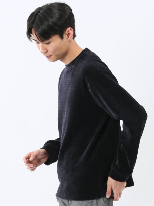 ストレッチ モールジャガード クルーネック長袖Tシャツ