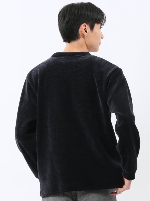 ストレッチ モールジャガード クルーネック長袖Tシャツ