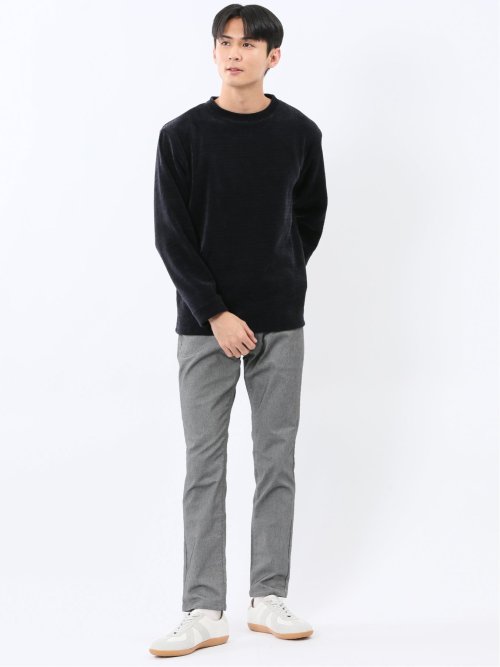 ストレッチ モールジャガード クルーネック長袖Tシャツ