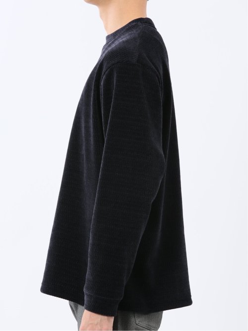 ストレッチ モールジャガード クルーネック長袖Tシャツ