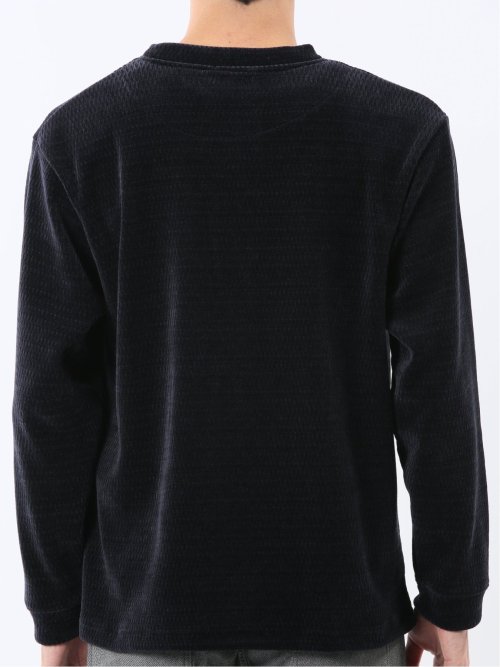 ストレッチ モールジャガード クルーネック長袖Tシャツ