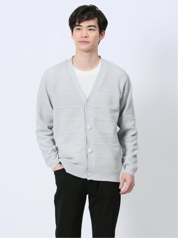 Vネックカーディガン&長袖Tシャツ アンサンブル