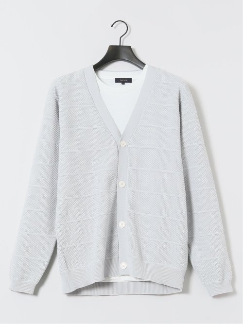 Vネックカーディガン&長袖Tシャツ アンサンブル