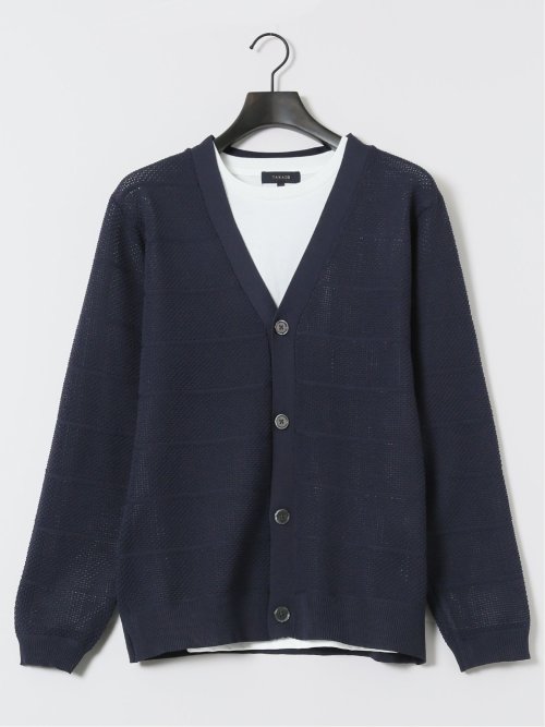 Vネックカーディガン&長袖Tシャツ アンサンブル