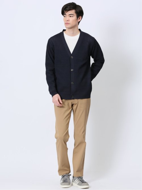 Vネックカーディガン&長袖Tシャツ アンサンブル