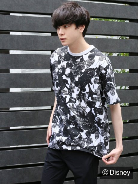 Disney コレクション By Sd 総柄mickey クルー半袖ｔシャツ S 07白黒 トップス Taka Q Online Shop タカキューオンラインショップ 公式通販
