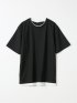 Tシャツ メンズ 半袖 ストレッチ クルーネック レイヤード風 ストライプ ワッフル クリエーションキューブ/CREATION CUBE